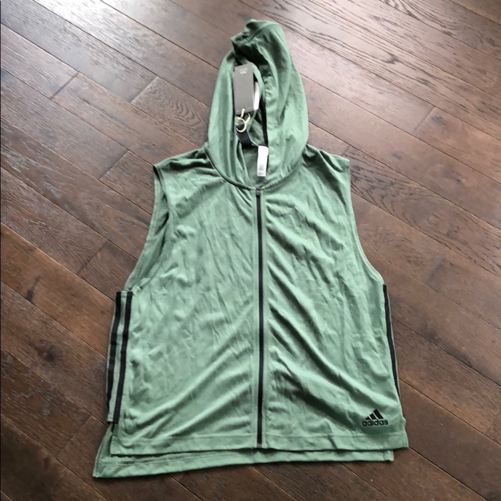 adidas cotton zip up hooded vest